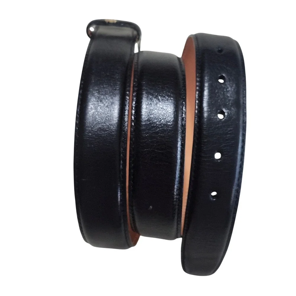 Martin Dingman Calfskin Leather Belt Mens 34 Black Silver‎ Buckle Made in USA